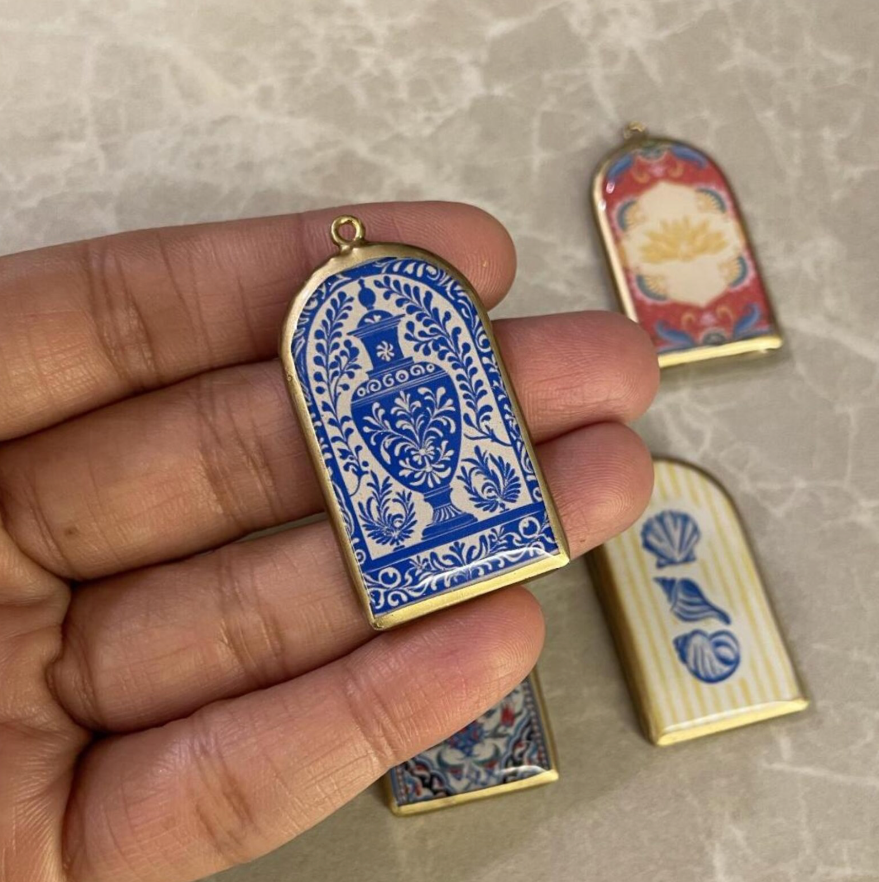 Resin Pillar Earring Charms: Islamic Vintage Design (Set of 5)(4-5 day Dispatch) - ClartStudios - Polymer clay Jewellery