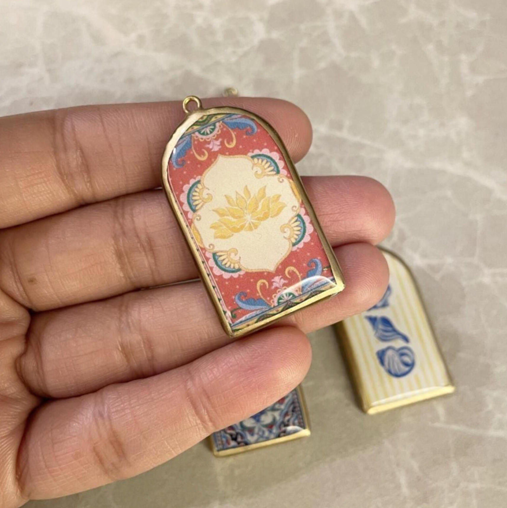 Resin Pillar Earring Charms: Islamic Vintage Design (Set of 5)(4-5 day Dispatch) - ClartStudios - Polymer clay Jewellery