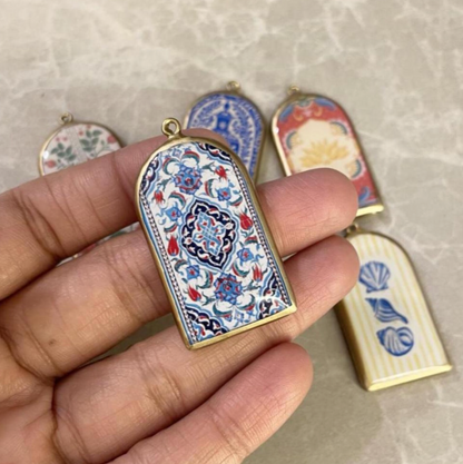 Resin Pillar Earring Charms: Islamic Vintage Design (Set of 5)(4-5 day Dispatch) - ClartStudios - Polymer clay Jewellery