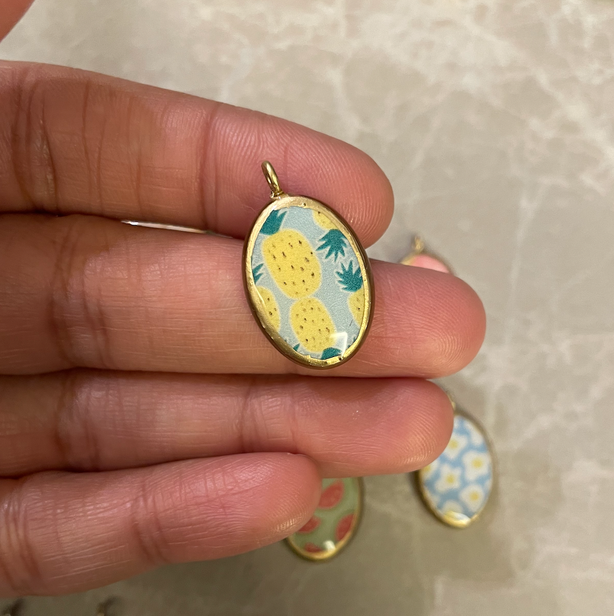 Pack of 5 - Food & Fruit Resin Earring Charms: Oval Pendants (5 Pack) (RU60 - RU65)(4-5 day Dispatch) - ClartStudios - Polymer clay Jewellery