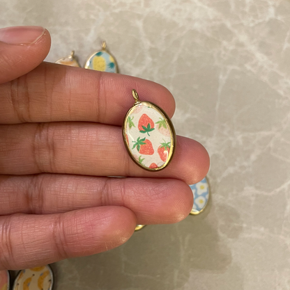 Pack of 5 - Food & Fruit Resin Earring Charms: Oval Pendants (5 Pack) (RU60 - RU65)(4-5 day Dispatch) - ClartStudios - Polymer clay Jewellery