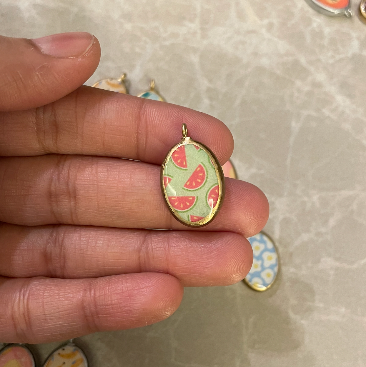 Pack of 5 - Food & Fruit Resin Earring Charms: Oval Pendants (5 Pack) (RU60 - RU65)(4-5 day Dispatch) - ClartStudios - Polymer clay Jewellery