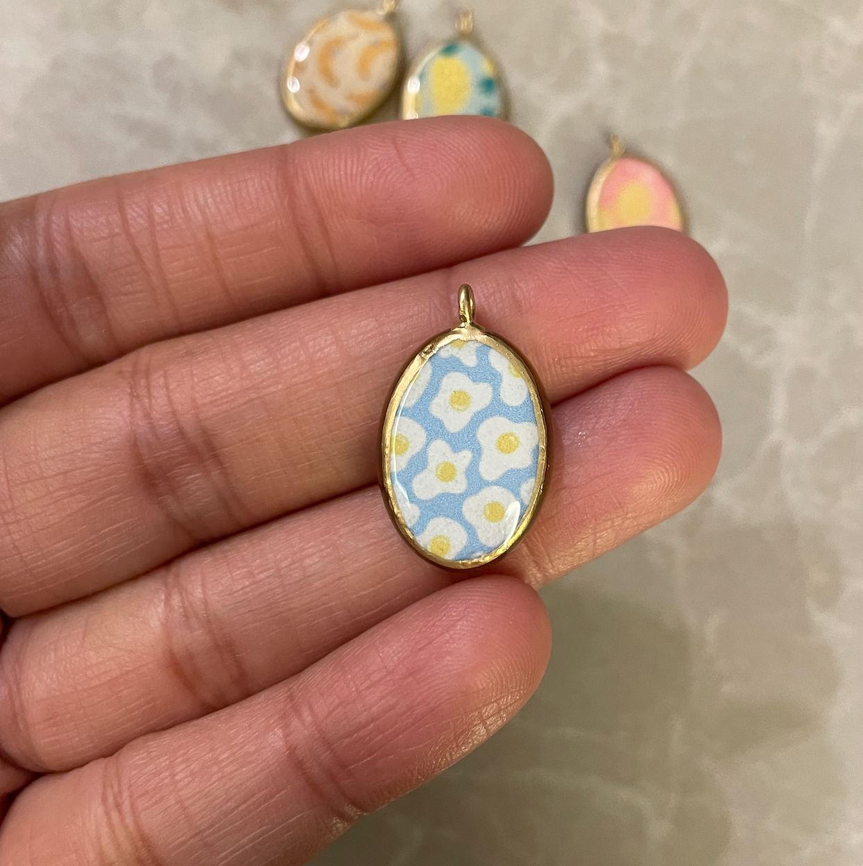 Pack of 5 - Food & Fruit Resin Earring Charms: Oval Pendants (5 Pack) (RU60 - RU65)(4-5 day Dispatch) - ClartStudios - Polymer clay Jewellery