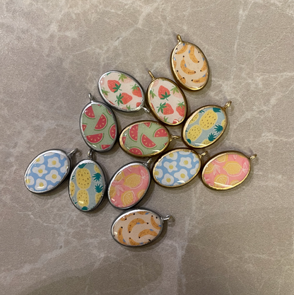 Pack of 5 - Food & Fruit Resin Earring Charms: Oval Pendants (5 Pack) (RU60 - RU65)(4-5 day Dispatch) - ClartStudios - Polymer clay Jewellery