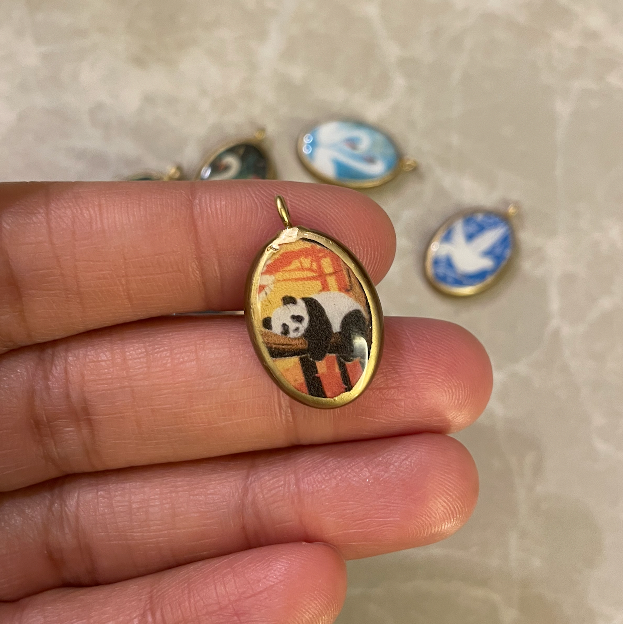 Pack of 5 - Birds Resin Earring Charms: Oval Pendants (5 Pack) (RU66 - RU71)(4-5 day Dispatch) - ClartStudios - Polymer clay Jewellery