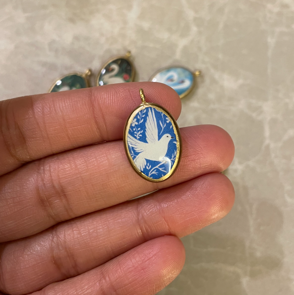 Pack of 5 - Birds Resin Earring Charms: Oval Pendants (5 Pack) (RU66 - RU71)(4-5 day Dispatch) - ClartStudios - Polymer clay Jewellery