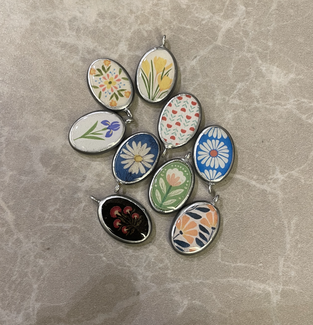 Pack of 5 - FlorAL Resin Earring Charms: Oval Pendants (5 Pack) (RU73 - RU81)(4-5 day Dispatch) - ClartStudios - Polymer clay Jewellery