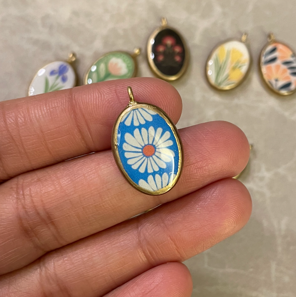 Pack of 5 - FlorAL Resin Earring Charms: Oval Pendants (5 Pack) (RU73 - RU81)(4-5 day Dispatch) - ClartStudios - Polymer clay Jewellery