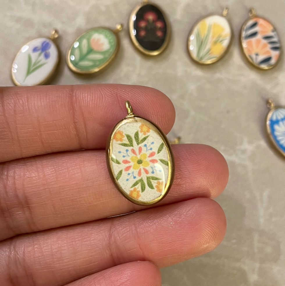 Pack of 5 - FlorAL Resin Earring Charms: Oval Pendants (5 Pack) (RU73 - RU81)(4-5 day Dispatch) - ClartStudios - Polymer clay Jewellery