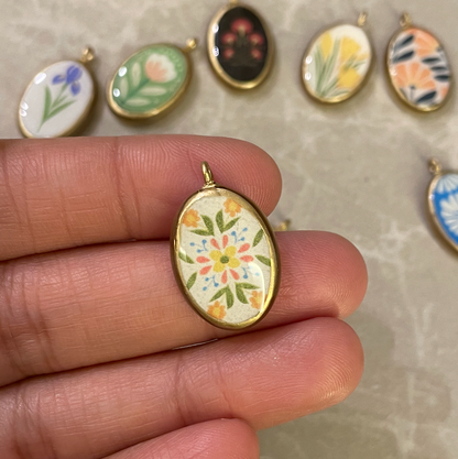 Pack of 5 - FlorAL Resin Earring Charms: Oval Pendants (5 Pack) (RU73 - RU81)(4-5 day Dispatch) - ClartStudios - Polymer clay Jewellery