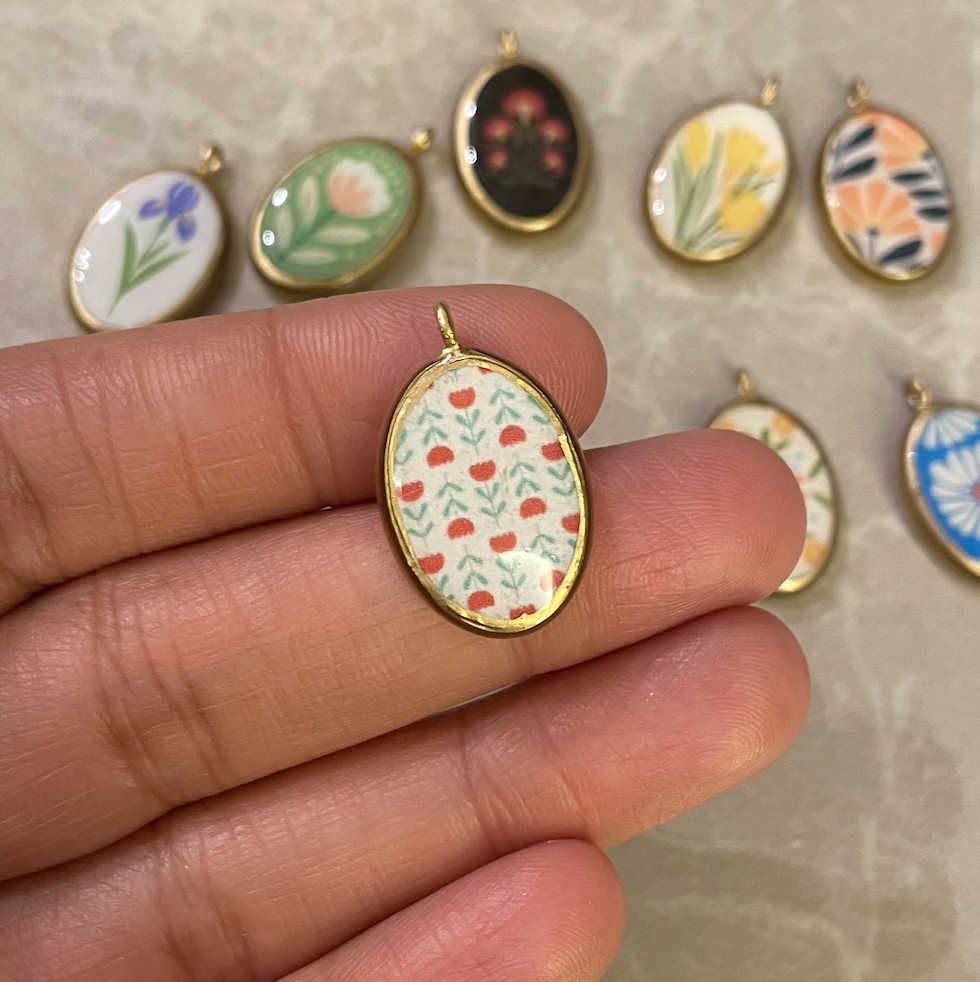 Pack of 5 - FlorAL Resin Earring Charms: Oval Pendants (5 Pack) (RU73 - RU81)(4-5 day Dispatch) - ClartStudios - Polymer clay Jewellery