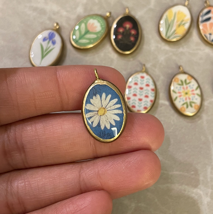 Pack of 5 - FlorAL Resin Earring Charms: Oval Pendants (5 Pack) (RU73 - RU81)(4-5 day Dispatch) - ClartStudios - Polymer clay Jewellery