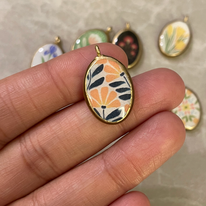 Pack of 5 - FlorAL Resin Earring Charms: Oval Pendants (5 Pack) (RU73 - RU81)(4-5 day Dispatch) - ClartStudios - Polymer clay Jewellery