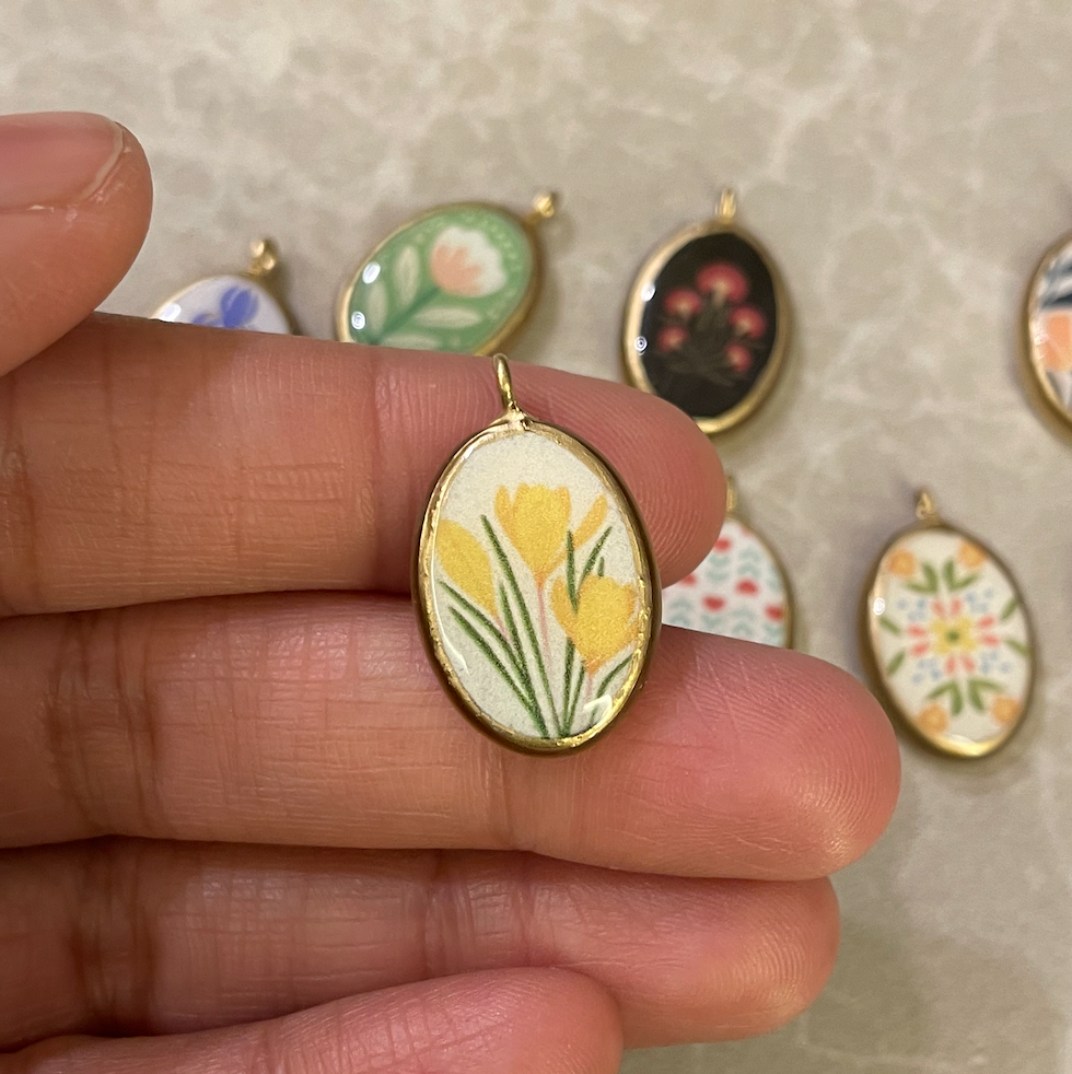 Pack of 5 - FlorAL Resin Earring Charms: Oval Pendants (5 Pack) (RU73 - RU81)(4-5 day Dispatch) - ClartStudios - Polymer clay Jewellery