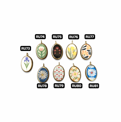 Pack of 5 - FlorAL Resin Earring Charms: Oval Pendants (5 Pack) (RU73 - RU81)(4-5 day Dispatch) - ClartStudios - Polymer clay Jewellery