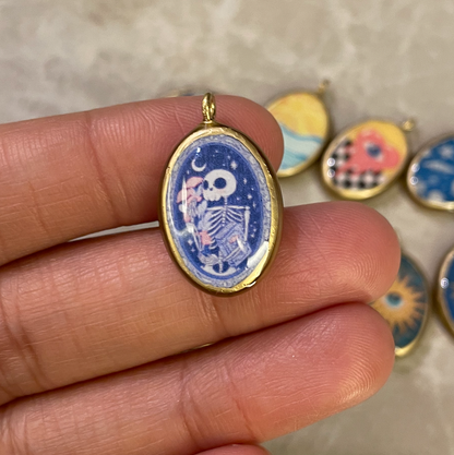 Pack of 5 - Misc Resin Earring Charms: Oval Pendants (5 Pack) (RU82 - RU89)(4-5 day Dispatch) - ClartStudios - Polymer clay Jewellery