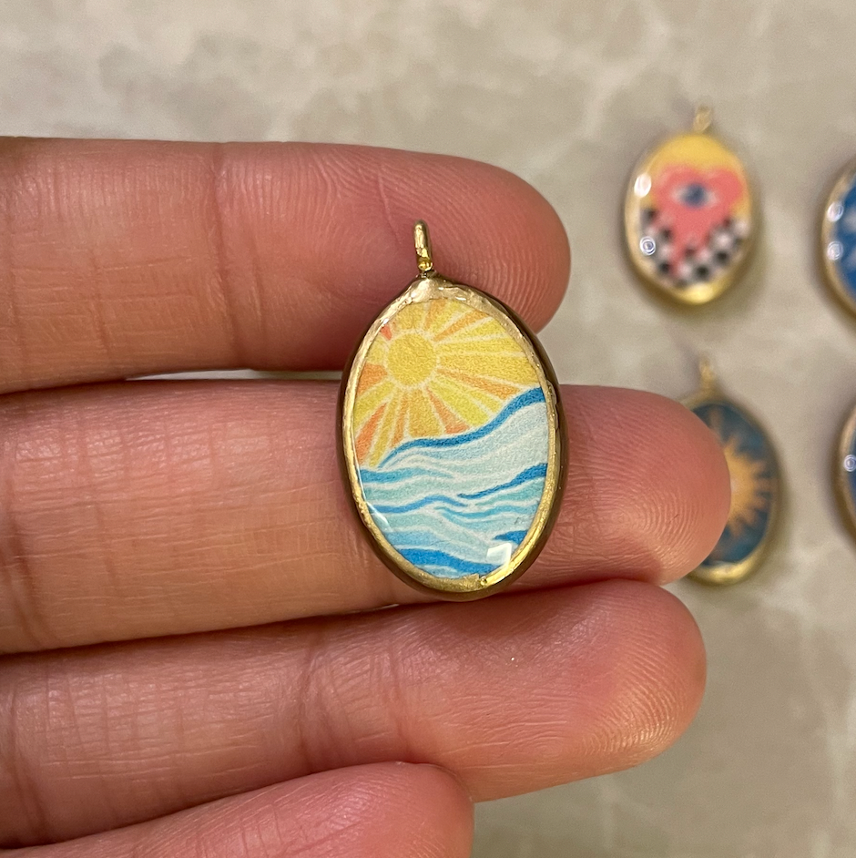 Pack of 5 - Misc Resin Earring Charms: Oval Pendants (5 Pack) (RU82 - RU89)(4-5 day Dispatch) - ClartStudios - Polymer clay Jewellery