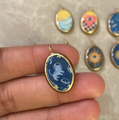 Pack of 5 - Misc Resin Earring Charms: Oval Pendants (5 Pack) (RU82 - RU89)(4-5 day Dispatch) - ClartStudios - Polymer clay Jewellery