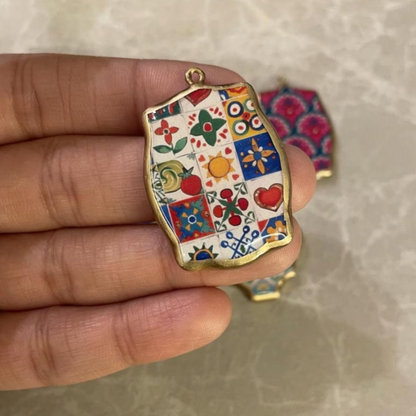 Resin Abstract Motif Earring Charms: Vintage Style Pendants (Set of 5) (4-5 day Dispatch) - ClartStudios - Polymer clay Jewellery