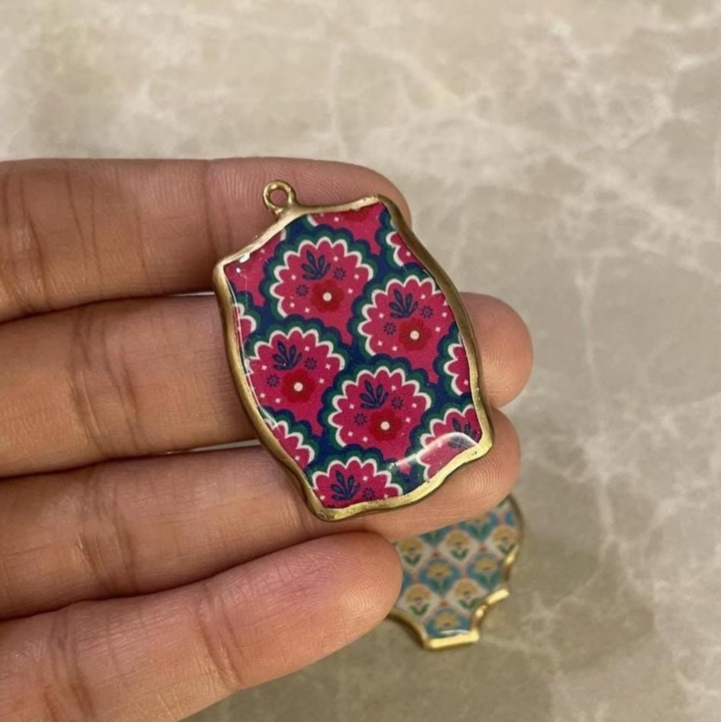 Resin Abstract Motif Earring Charms: Vintage Style Pendants (Set of 5) (4-5 day Dispatch) - ClartStudios - Polymer clay Jewellery