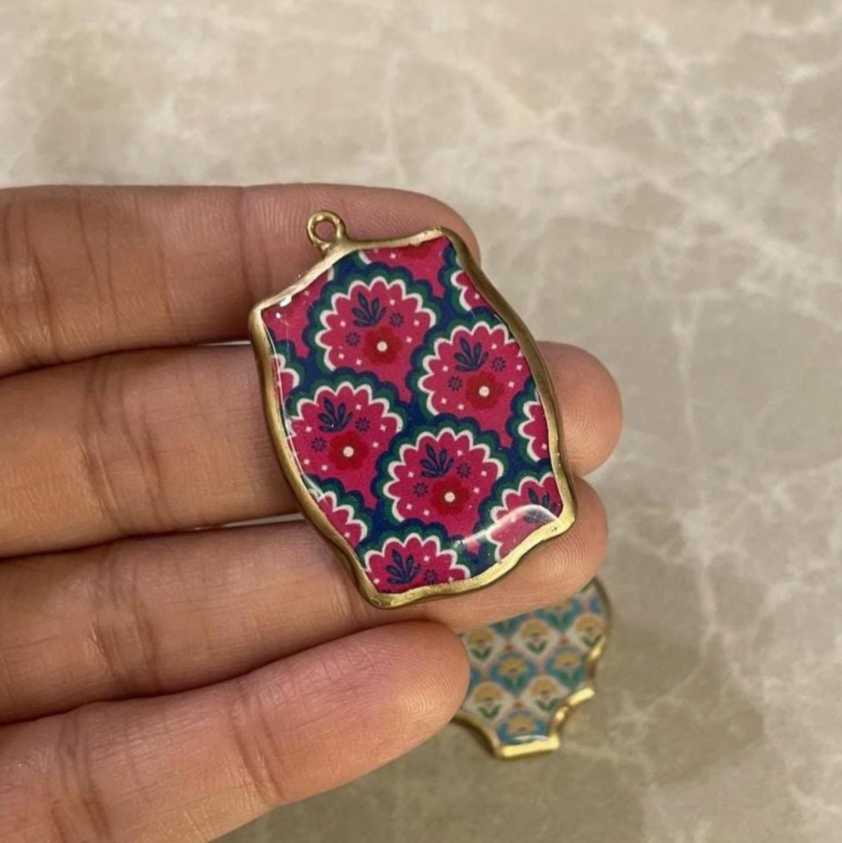 Resin Abstract Motif Earring Charms: Vintage Style Pendants (Set of 5) (4-5 day Dispatch) - ClartStudios - Polymer clay Jewellery