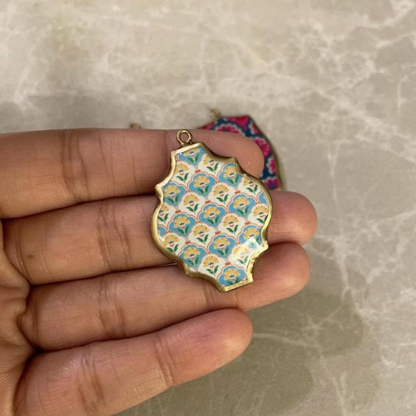 Resin Abstract Motif Earring Charms: Vintage Style Pendants (Set of 5) (4-5 day Dispatch) - ClartStudios - Polymer clay Jewellery