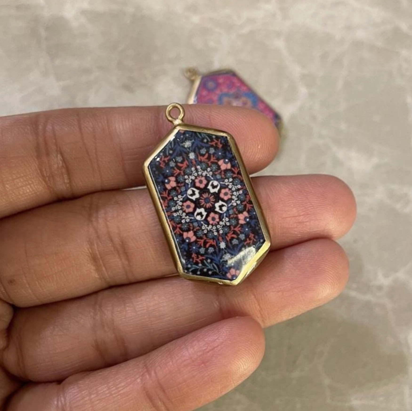 Resin Abstract Motif Earring Charms: Vintage Style Pendants (Set of 5) (4-5 day Dispatch) - ClartStudios - Polymer clay Jewellery