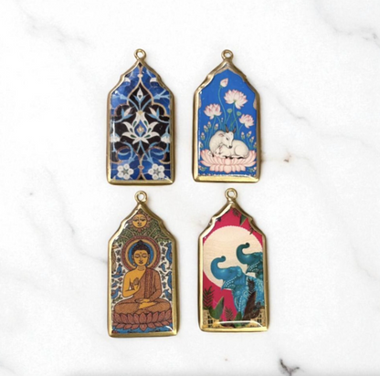 Resin Temple Door Earring Charms: Indian Vintage Style (Set of 5) (4-5 day Dispatch) - ClartStudios - Polymer clay Jewellery
