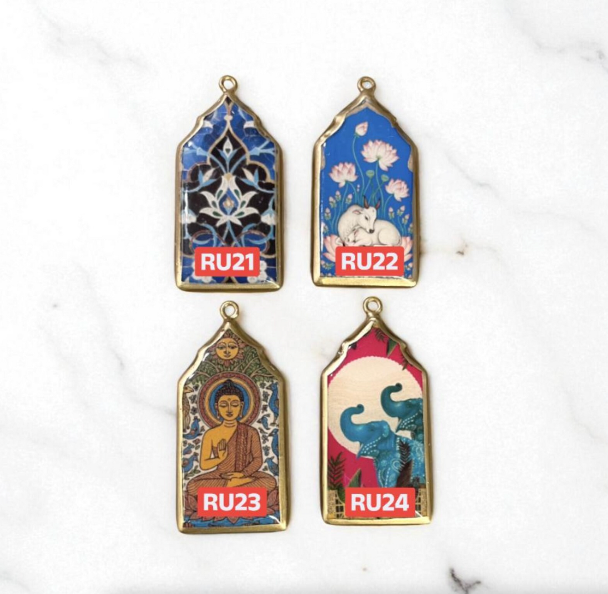 Resin Temple Door Earring Charms: Indian Vintage Style (Set of 5) (4-5 day Dispatch) - ClartStudios - Polymer clay Jewellery