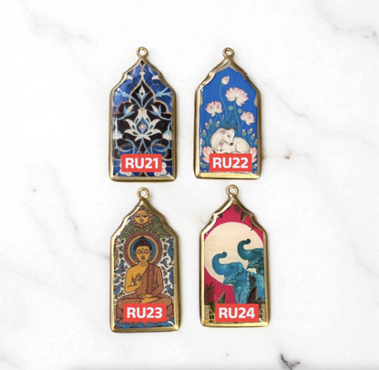 Resin Temple Door Earring Charms: Indian Vintage Style (Set of 5) (4-5 day Dispatch) - ClartStudios - Polymer clay Jewellery