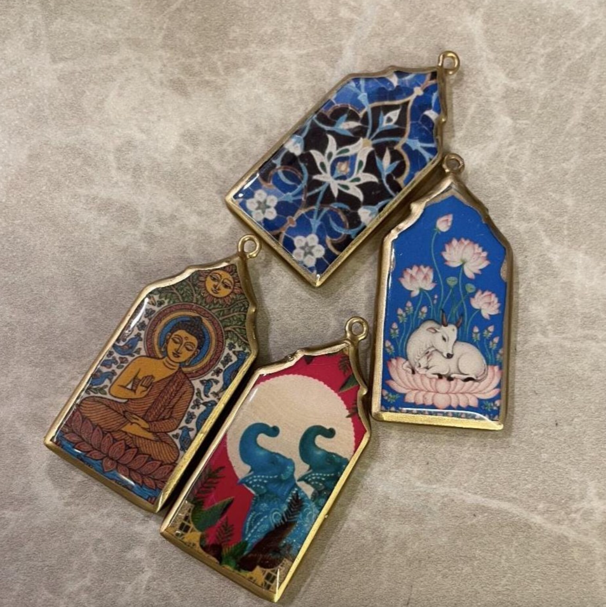 Resin Temple Door Earring Charms: Indian Vintage Style (Set of 5) (4-5 day Dispatch) - ClartStudios - Polymer clay Jewellery
