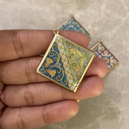 Tile Design Resin Earring Charms - 5 Pack (30mm) (4-5 day Dispatch) - ClartStudios - Polymer clay Jewellery