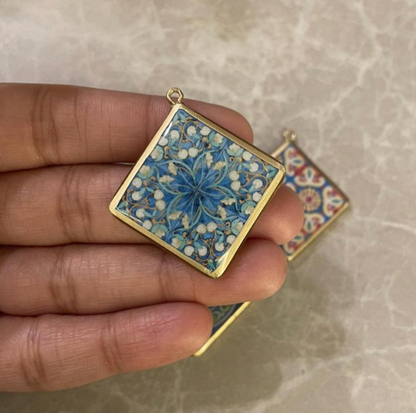 Tile Design Resin Earring Charms - 5 Pack (30mm) (4-5 day Dispatch) - ClartStudios - Polymer clay Jewellery