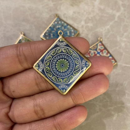 Tile Design Resin Earring Charms - 5 Pack (30mm) (4-5 day Dispatch) - ClartStudios - Polymer clay Jewellery