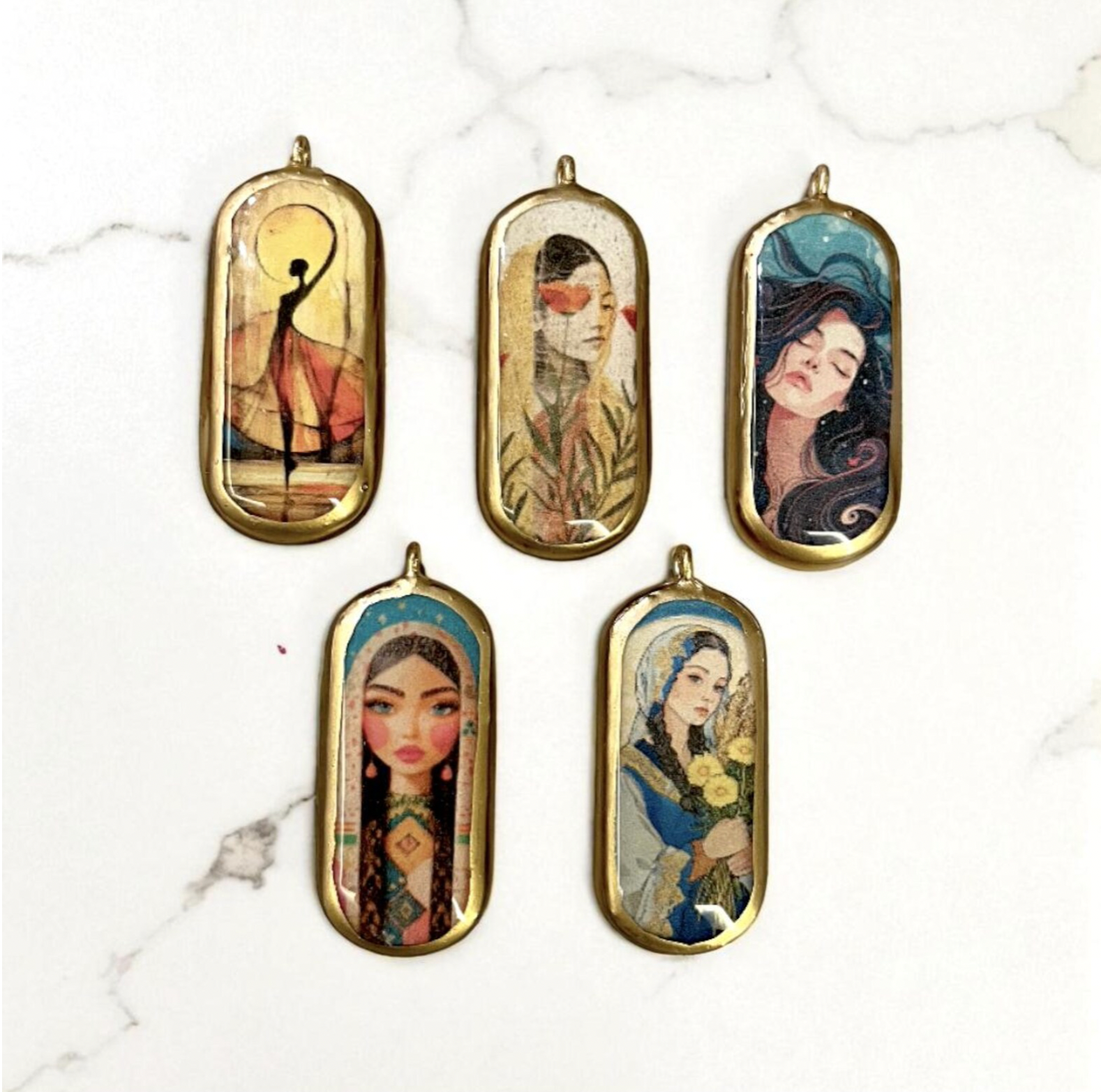 Pack of 5 - Unique Capsule Shape Designs - Resin Base Earring Charms Pendant (RU34 - RU38)(4-5 day Dispatch) - ClartStudios - Polymer clay Jewellery