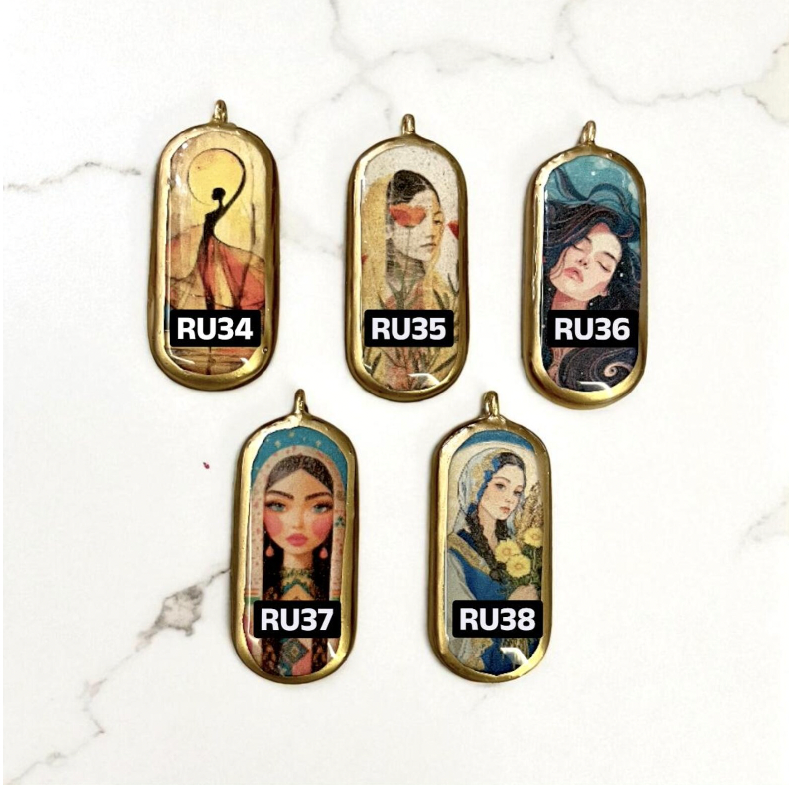 Pack of 5 - Unique Capsule Shape Designs - Resin Base Earring Charms Pendant (RU34 - RU38)(4-5 day Dispatch) - ClartStudios - Polymer clay Jewellery