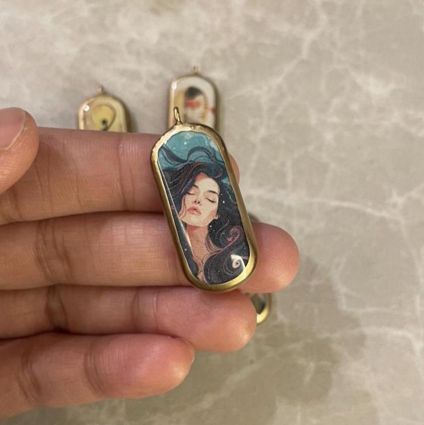 Pack of 5 - Unique Capsule Shape Designs - Resin Base Earring Charms Pendant (RU34 - RU38)(4-5 day Dispatch) - ClartStudios - Polymer clay Jewellery