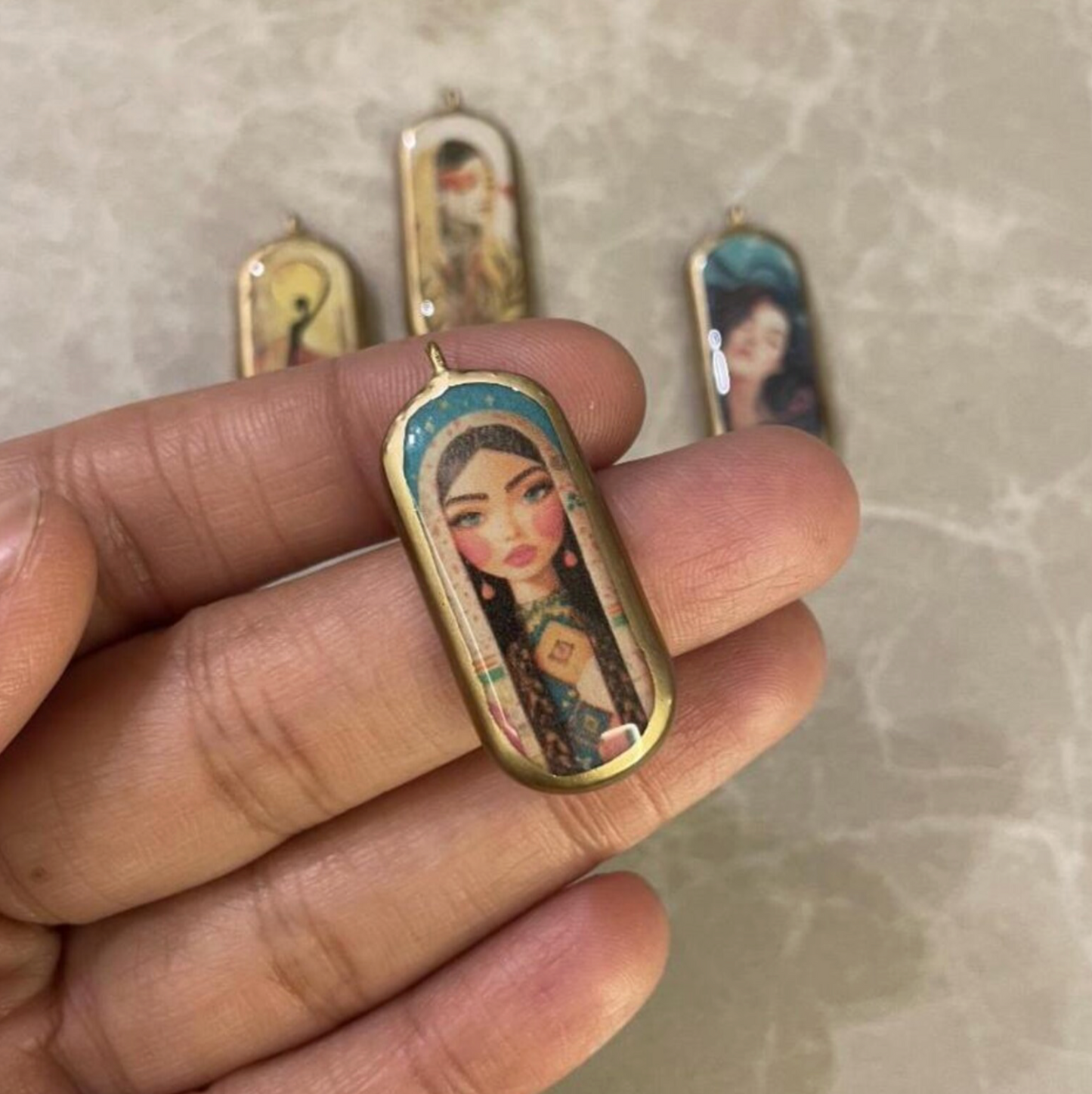 Pack of 5 - Unique Capsule Shape Designs - Resin Base Earring Charms Pendant (RU34 - RU38)(4-5 day Dispatch) - ClartStudios - Polymer clay Jewellery