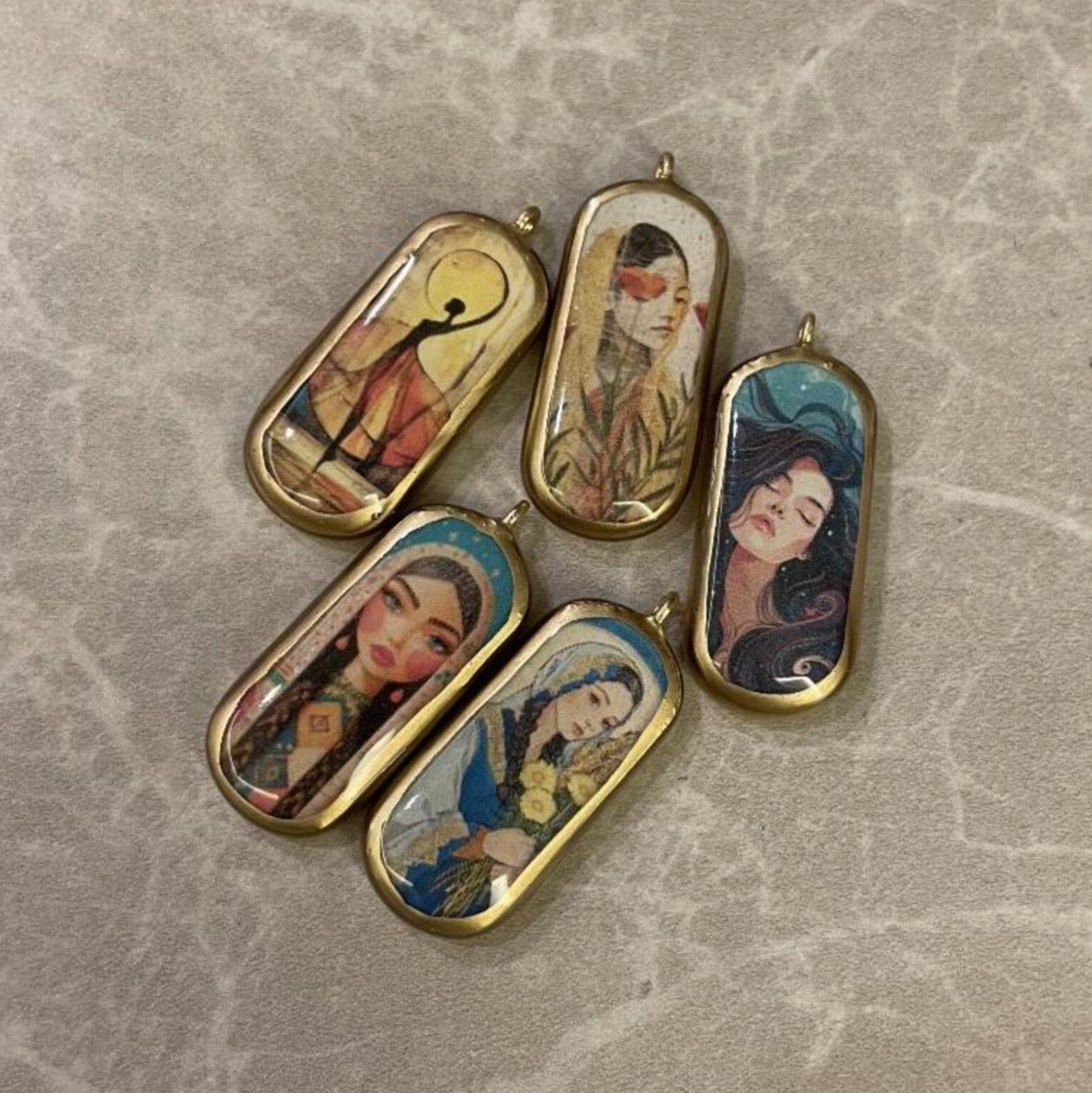 Pack of 5 - Unique Capsule Shape Designs - Resin Base Earring Charms Pendant (RU34 - RU38)(4-5 day Dispatch) - ClartStudios - Polymer clay Jewellery