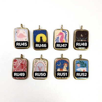 Pack of 5 - Creatures Basic Rectangle Shape Designs - Resin Base Earring Charms Pendant (RU45 - RU52)(4-5 day Dispatch) - ClartStudios - Polymer clay Jewellery