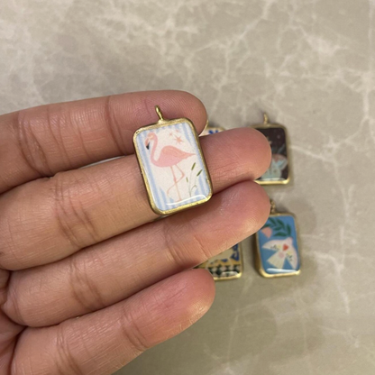 Pack of 5 - Creatures Basic Rectangle Shape Designs - Resin Base Earring Charms Pendant (RU45 - RU52)(4-5 day Dispatch) - ClartStudios - Polymer clay Jewellery