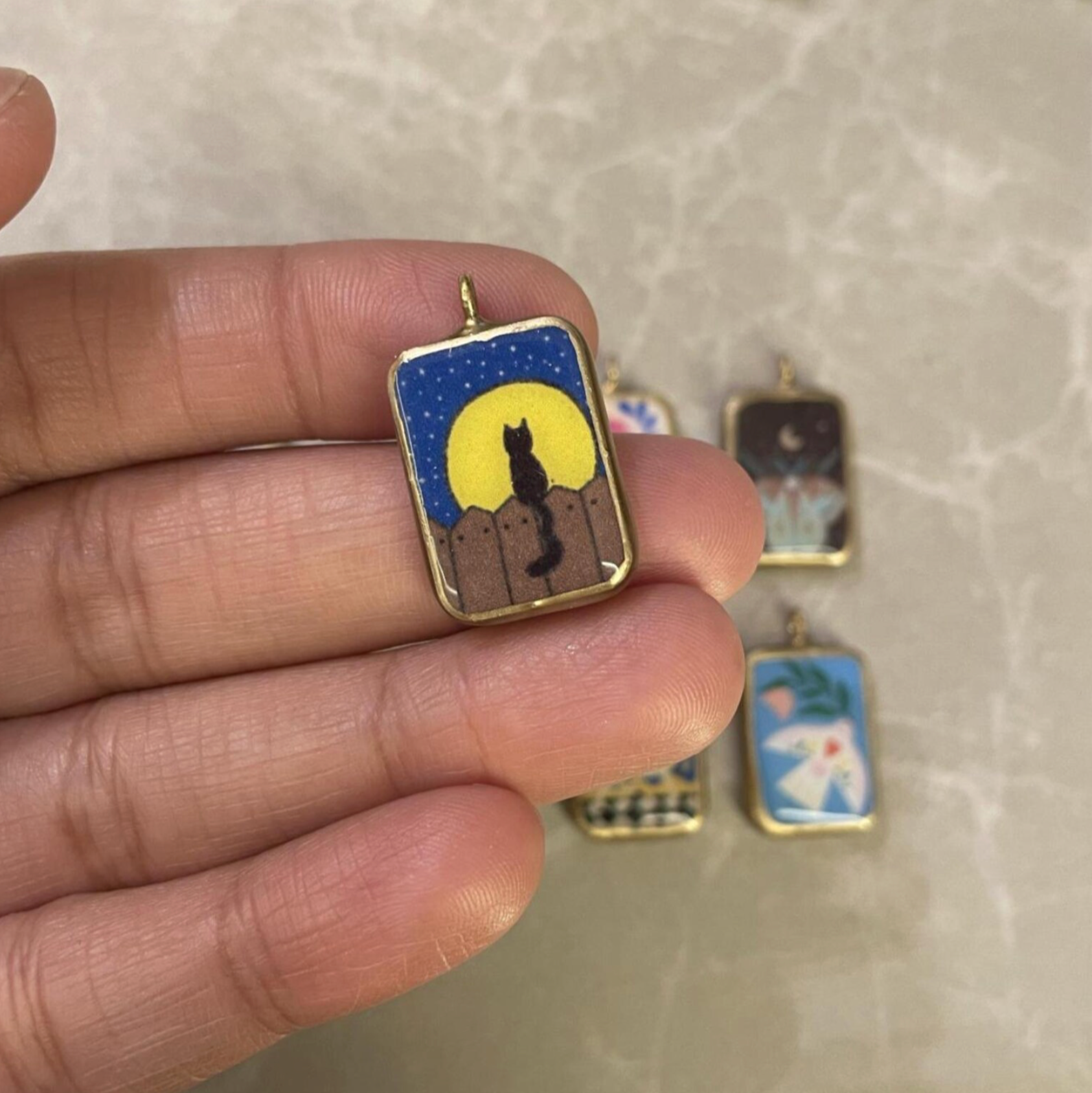 Pack of 5 - Creatures Basic Rectangle Shape Designs - Resin Base Earring Charms Pendant (RU45 - RU52)(4-5 day Dispatch) - ClartStudios - Polymer clay Jewellery