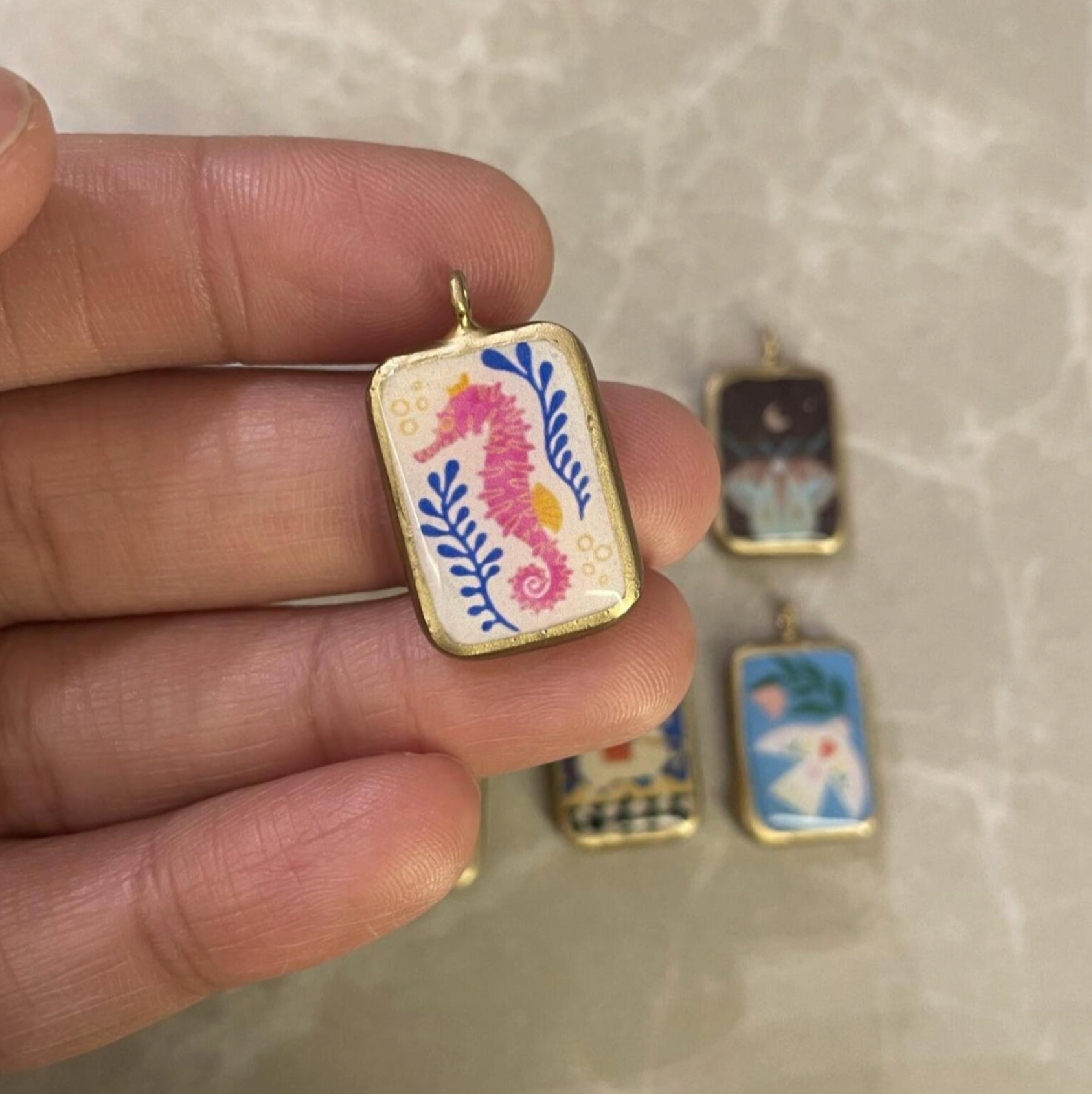 Pack of 5 - Creatures Basic Rectangle Shape Designs - Resin Base Earring Charms Pendant (RU45 - RU52)(4-5 day Dispatch) - ClartStudios - Polymer clay Jewellery