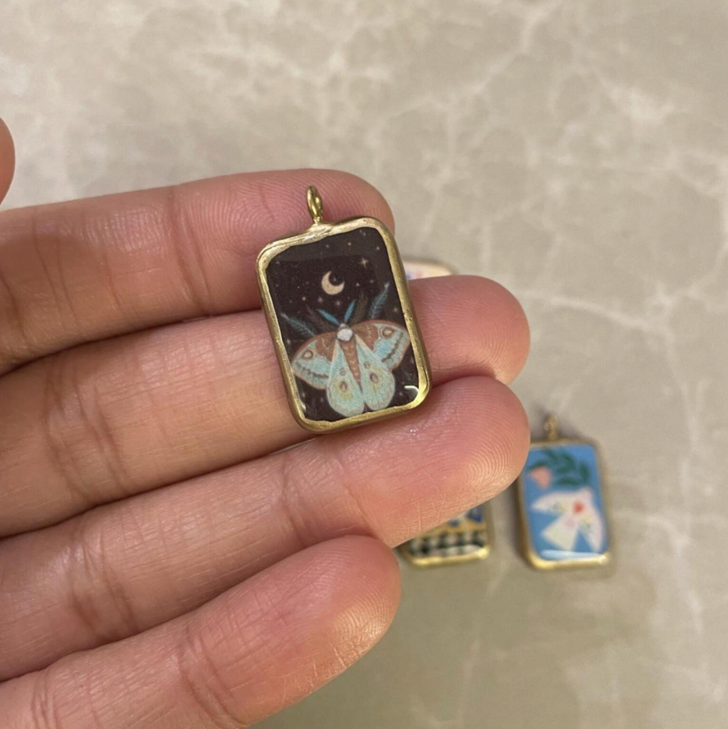 Pack of 5 - Creatures Basic Rectangle Shape Designs - Resin Base Earring Charms Pendant (RU45 - RU52)(4-5 day Dispatch) - ClartStudios - Polymer clay Jewellery