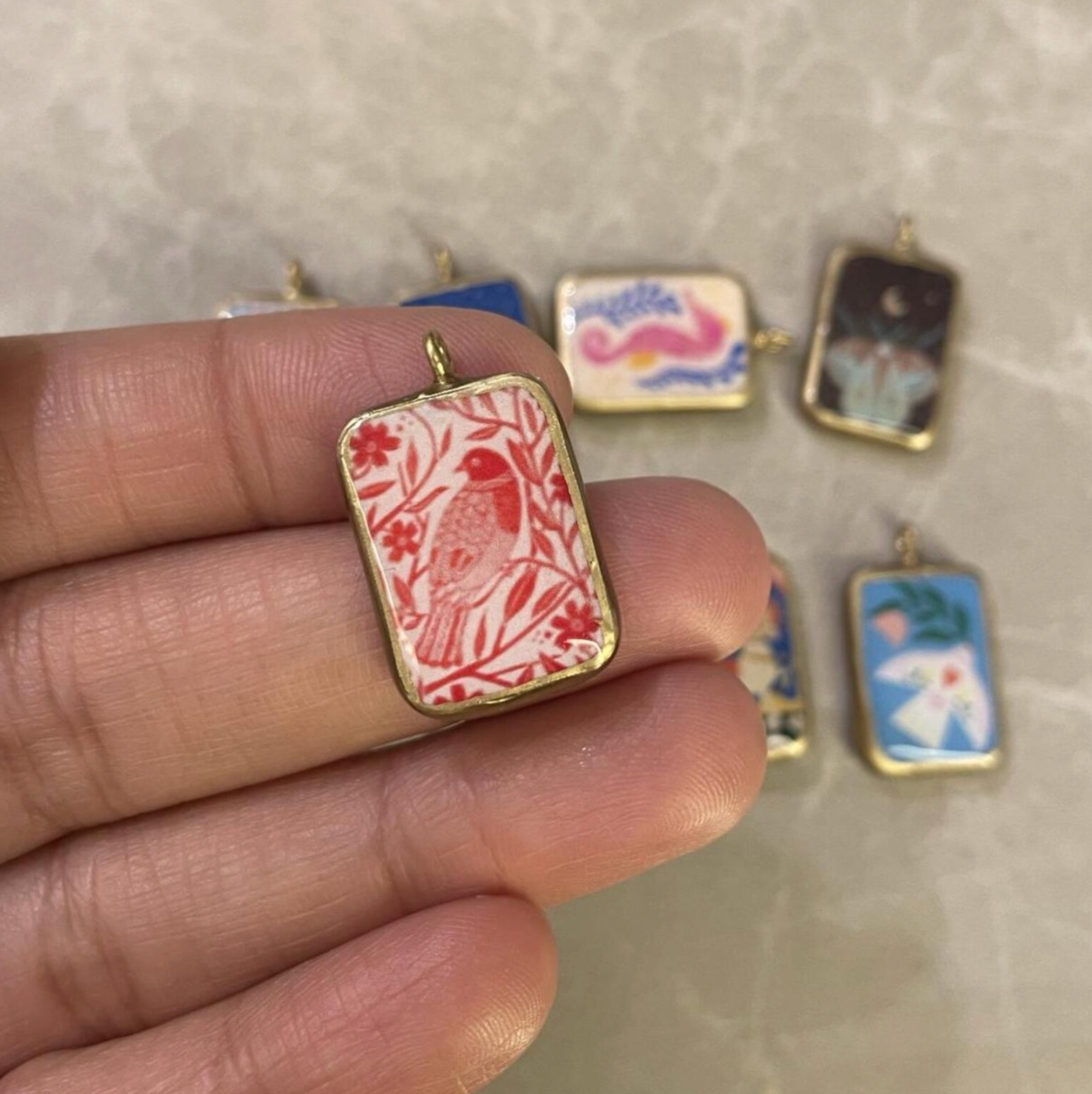 Pack of 5 - Creatures Basic Rectangle Shape Designs - Resin Base Earring Charms Pendant (RU45 - RU52)(4-5 day Dispatch) - ClartStudios - Polymer clay Jewellery