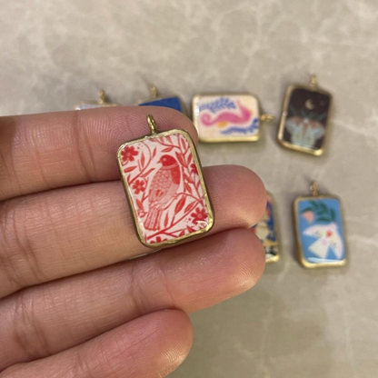 Pack of 5 - Creatures Basic Rectangle Shape Designs - Resin Base Earring Charms Pendant (RU45 - RU52)(4-5 day Dispatch) - ClartStudios - Polymer clay Jewellery