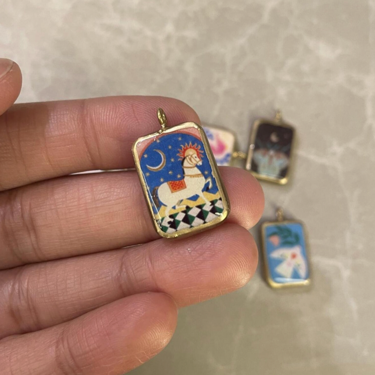 Pack of 5 - Creatures Basic Rectangle Shape Designs - Resin Base Earring Charms Pendant (RU45 - RU52)(4-5 day Dispatch) - ClartStudios - Polymer clay Jewellery