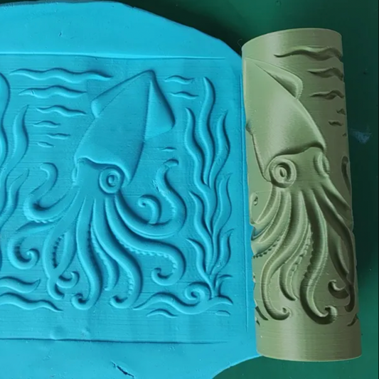 CC06 - Deepsea Sand Squid texture Roller - Specially made for Pottery and Ceramics - ClartStudios - Polymer clay Jewellery