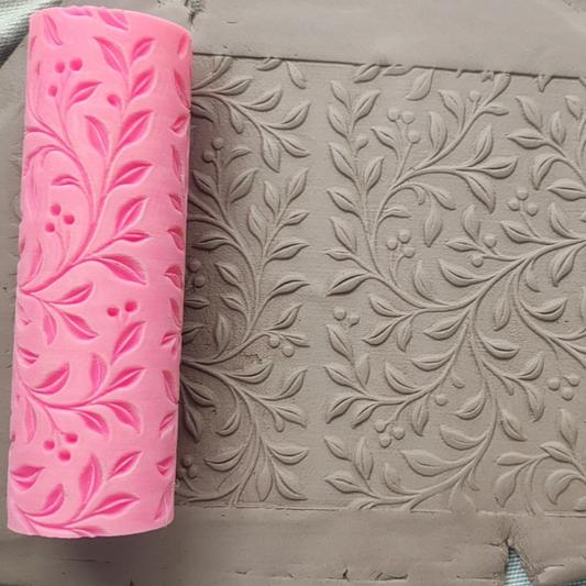 CC07 - Berry Vine texture Roller - Specially made for Pottery and Ceramics - ClartStudios - Polymer clay Jewellery