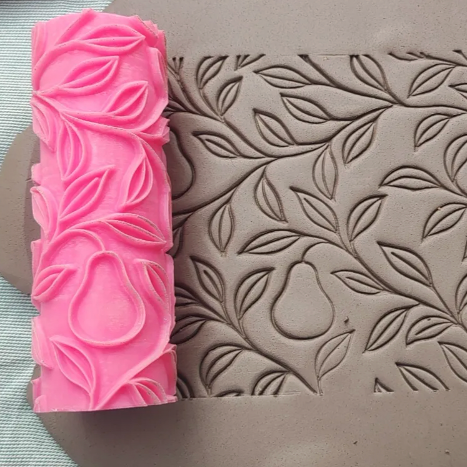 CC09 - Trellis of Pears Debossed texture Roller - Specially made for Pottery and Ceramics - ClartStudios - Polymer clay Jewellery